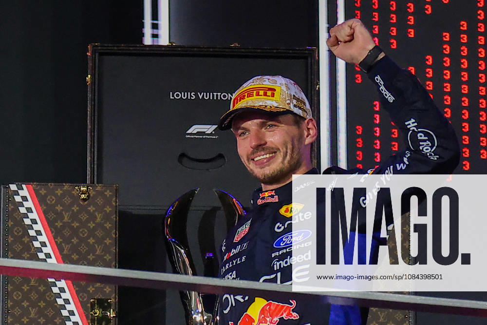 Max Verstappen wins 2026 Formula 1 Singapore Grand Prix SINGAPORE - OCT 11: Red Bull Racing driver Max Verstappen celebrates on the podium after winning the Formula 1 Singapore Grand Prix at the Marina Bay Street Circuit in Singapore on October 11, 2026. Daniel Ceng Anadolu Singapore Singapore. Editorial use only. Please get in touch for any other usage.