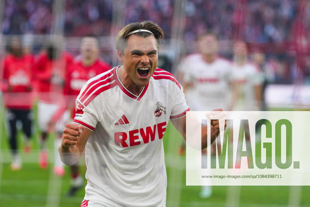 Men s, Soccer, Bundesliga 1, 1. FC Köln vs. Borussia Mönchengladbach, 2026–2027 season, RheinEnergieSTADION: Joel Schmied of 1. FC Köln celebrates the victory. DFB regulations prohibit any use of photographs as image sequences and or quasi-video.