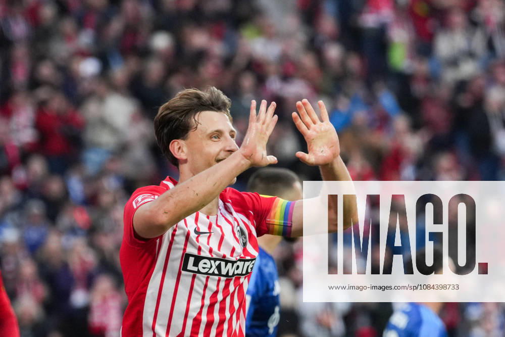 1 Bundesliga: SC Freiburg vs. FC Schalke 04, October 11, 2026—Celebration of the 1–0 goal by Maximilian Eggestein (SC Freiburg), 8 1 Bundesliga: SC Freiburg vs. FC Schalke 04, Europa-Park Stadium, October 11, 2026 DFB and DFL regulations prohibit any use of photographs as image sequences and or quasi-video.