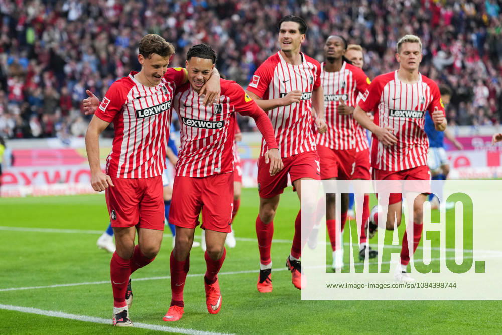 1 Bundesliga: SC Freiburg vs. FC Schalke 04, October 11, 2026—Celebration of the 1–0 goal by Maximilian Eggestein (SC Freiburg), 8 1 Bundesliga: SC Freiburg vs. FC Schalke 04, Europa-Park Stadium, October 11, 2026 DFB and DFL regulations prohibit any use of photographs as image sequences and or quasi-video.