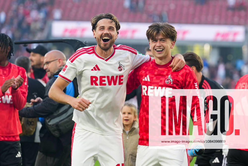 Men s, Soccer, Bundesliga 1, 1. FC Köln vs. Borussia Mönchengladbach, 2026–2027 season, RheinEnergieSTADION: Imad Rondic (1 FC Köln, 15) and Mikey Moore (1 FC Köln, 47) celebrate the victory. DFB regulations prohibit any use of photographs as image sequences and or quasi-video.