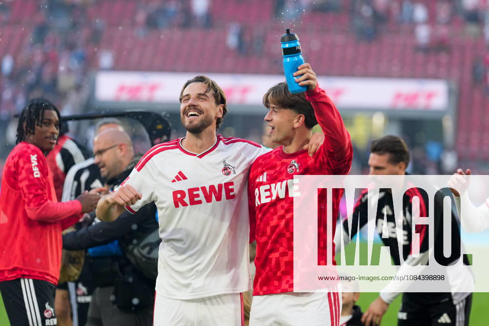 Men s, Soccer, Bundesliga 1, 1. FC Köln vs. Borussia Mönchengladbach, 2026–2027 season, RheinEnergieSTADION: Imad Rondic (1 FC Köln, 15) and Mikey Moore (1 FC Köln, 47) celebrate the victory. DFB regulations prohibit any use of photographs as image sequences and or quasi-video.