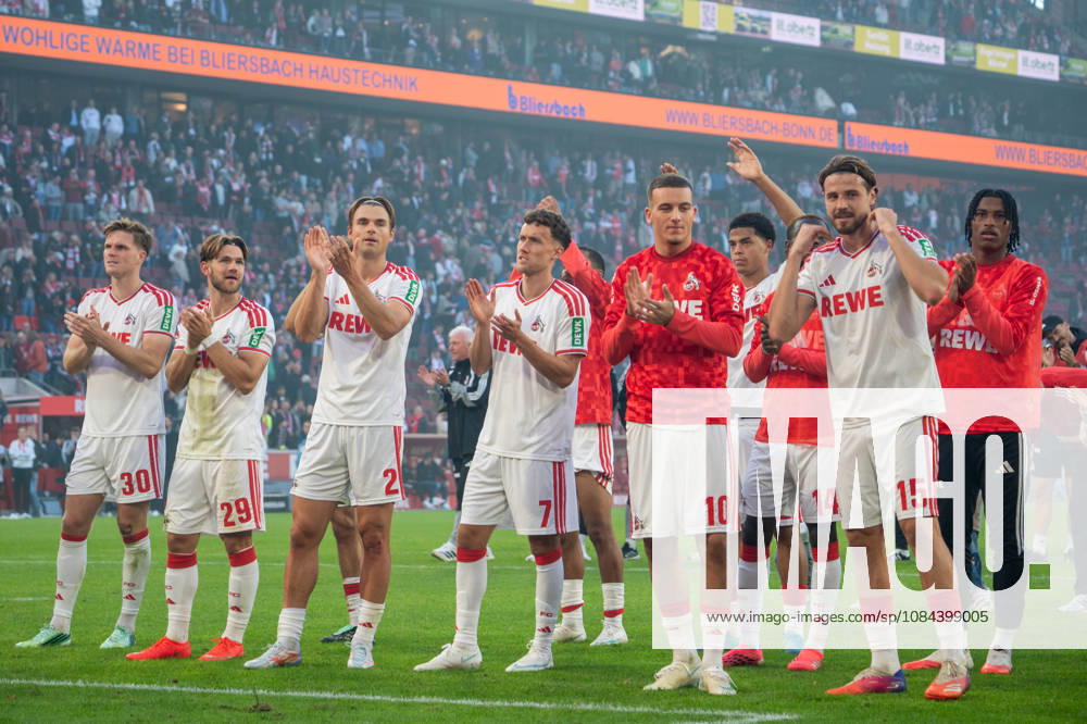 Germany 1 Bundesliga 2026–2027, Matchday 5, 1. FC Köln vs. Borussia Mönchengladbach, Sunday, October 11, 2026, RheinEnergie Stadium, Cologne, North Rhine-Westphalia, Said El Mala (1. FC Köln), 10, and Jo-L Schmied (1. FC Köln), 2 Luca Waldschmidt, 1 FC Köln, 7 Joy, emotions, cheering, victory celebration, reaction after the win at Cologne’s RheinEnergie Stadium, Cologne, Germany