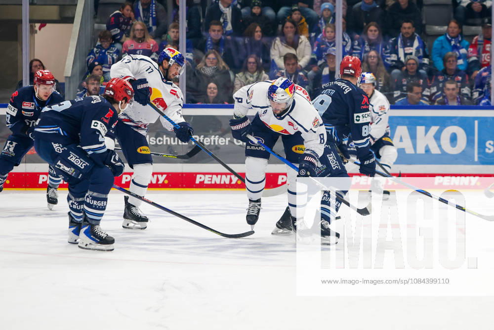 Reed Lebster, Schwenninger Wild Wings, 23; Caro Hirose, EHC Red Bull Munich, 17; Tobias Rieder, EHC Red Bull Munich, 08; and Kyle Platzer, Schwenninger Wild Wings, 88; , GER, Schwenninger Wild Wings vs. EHC Red Bull Munich, ice hockey, PENNY DEL, Matchday 8, 2026–2027 season, October 11, 2026, GER, Schwenninger Wild Wings vs. EHC Red Bull Munich, Ice Hockey, PENNY DEL, Matchday 8, 2026–2027 Season, October 11, 2026, Schwenningen