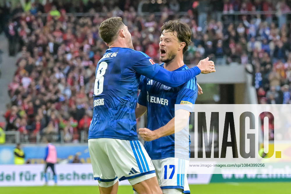 Celebration of the 1-1 goal by Adrian Gantenbein (FC Schalke 04), 17 with Robin Gosens (FC Schalke 04), 08 GER, SC Freiburg vs. Schalke 04, Soccer, Bundesliga, Matchday 5, 2026–2027 Season, October 11, 2026 DFL DFB regulations prohibit any use of photographs as image sequences and or quasi-video GER, SC Freiburg vs. Schalke 04, soccer, Bundesliga, Matchday 5, 2026–2027 season, October 11, 2026, Freiburg