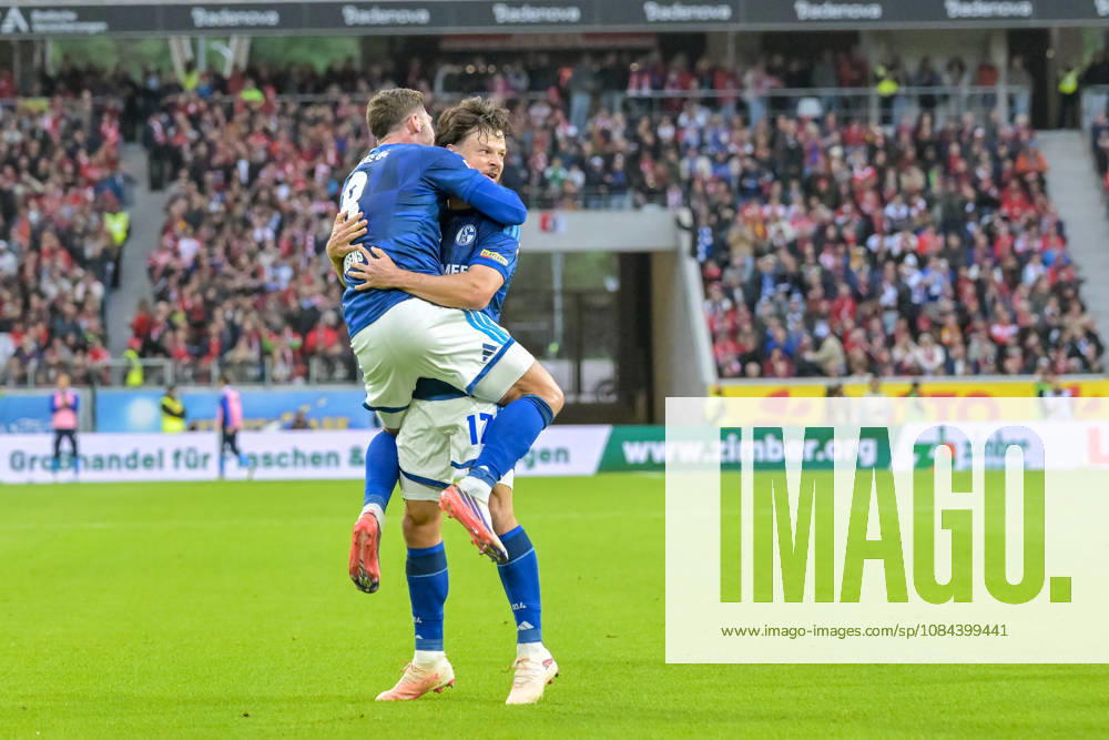 Celebration of the 1-1 goal by Adrian Gantenbein (FC Schalke 04), 17 with Robin Gosens (FC Schalke 04), 08 GER, SC Freiburg vs. Schalke 04, Soccer, Bundesliga, Matchday 5, 2026–2027 Season, October 11, 2026 DFL DFB regulations prohibit any use of photographs as image sequences and or quasi-video GER, SC Freiburg vs. Schalke 04, soccer, Bundesliga, Matchday 5, 2026–2027 season, October 11, 2026, Freiburg