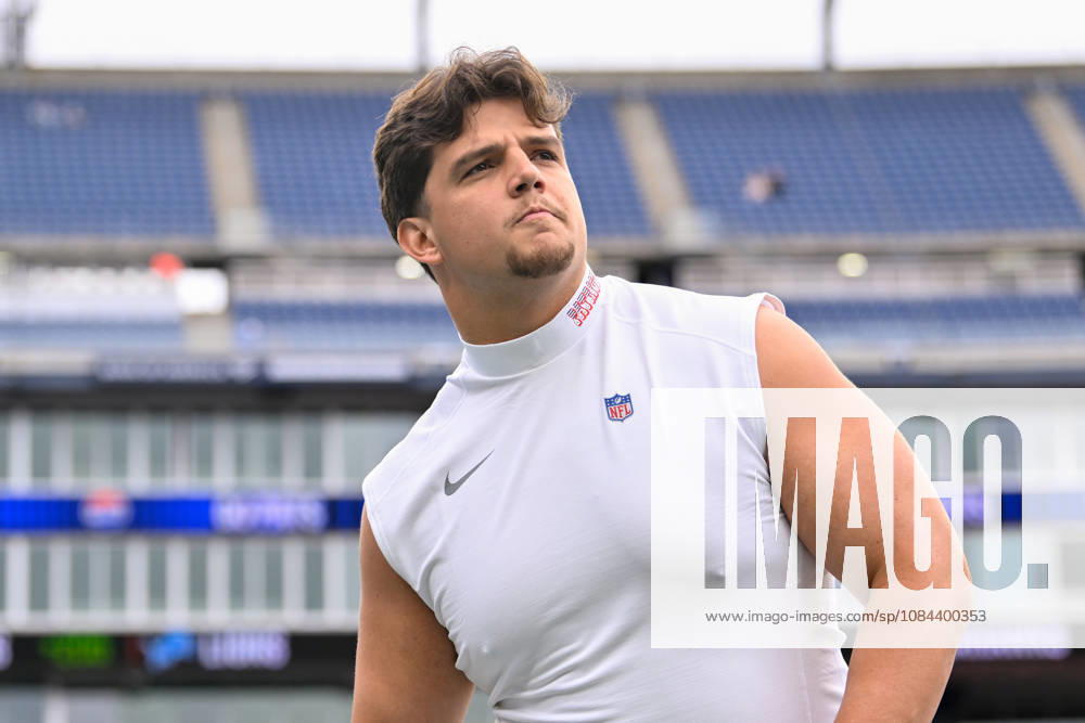 Oct 11, 2026; Foxborough, MA, USA; New England Patriots offensive tackle Will Campbell (66) warms up before a game against the Las Vegas Raiders at Gillette Stadium. Mandatory Credit: -Cal Media Foxborough USA - ZUMAc04_ 20261011_zma_c04_023