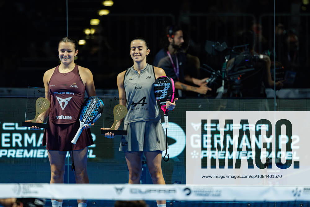 DÜSSELDORF, GERMANY - 11 OCTOBER 2026: Image shows the victory celebration of Martina Calvo (ESP) and Claudia Fernandez Sanchez (ESP) during CUPRA Germany Premier Padel P2 2026 Day 8: Finals at CASTELLO Düsseldorf on 11 10 2026 in Düsseldorf, Germany. Germany