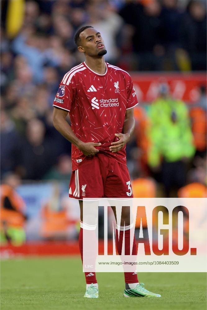 Football - FA Premier League - Liverpool FC v Manchester City FC LIVERPOOL, ENGLAND - Sunday, October 11, 2026: Liverpool s Ryan Gravenberch reacts to receiving a red card following a second yellow during the FA Premier League match between Liverpool FC and Manchester City FC at Anfield. (Photo by David Rawcliffe Propaganda) LIVERPOOL Anfield MERSEYSIDE ENGLAND