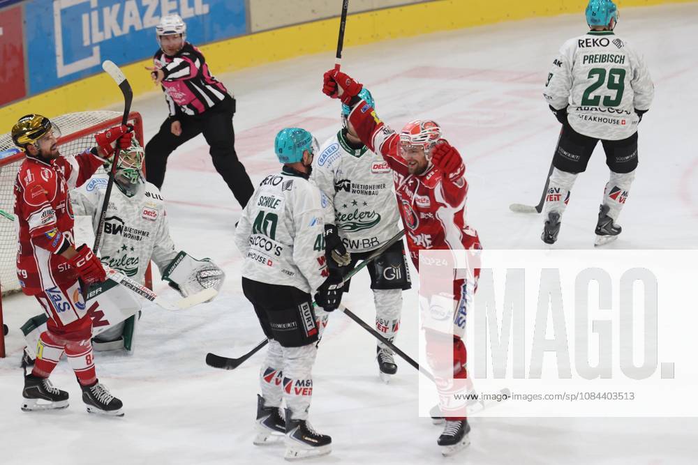 Sahnpark Crimmitschau, October 11, 2026; 2026–27 Season; Ice Hockey; 2nd Bundesliga; Regular Season; Game 8; Saxony Ice Arena; Saxony Derby; Eispiraten vs. Eispiraten Bietigheim Steelers; Crimmitschau Celebrates After the 1–0 Win; Crimmitschau, Saxony, Germany