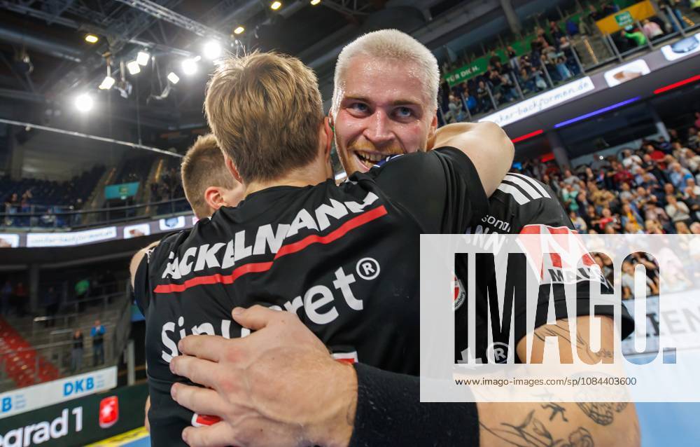 Handball 1st Bundesliga OPEL HBL 2026–2027 Season Matchday 8 HC Erlangen Nuremberg Metropolitan Region HCE MT Melsungen Women s Team Celebrations and joy after the game Christopher Bissel 21, HC Erlangen HCE Marek Nissen 6, HC Erlangen HCE