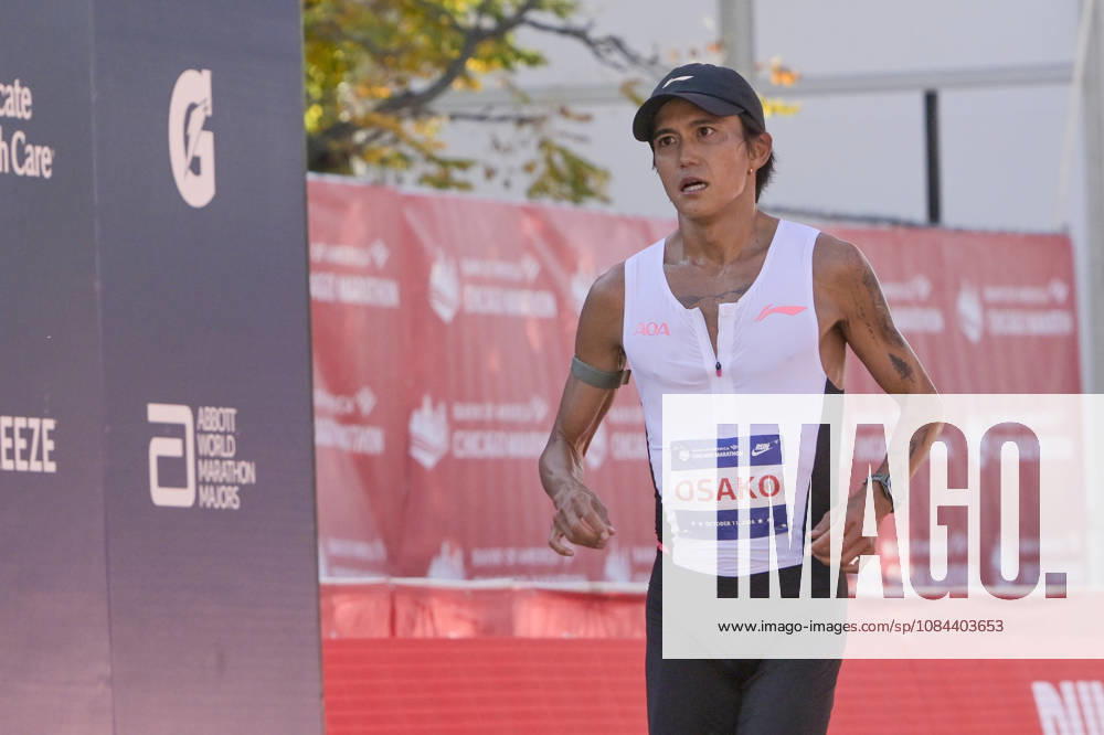 Suguru Osako of Japan crosses the finish line with a time of 02:07:34 placing 14th over all during 2026 Bank of America Chicago Marathon in Chicago on Sunday, Oct. 11, 2026. CHI20261011107 MARKxBLACK