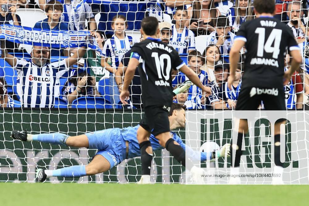 ESP LaLiga EA Sports Real Sociedad RC Deportivo La Coruna Yeremay Hernández of RC Deportivo scores a goal and celebrates during a LaLiga EA Sports match between Real Sociedad and RC Deportivo played at Anoeta Stadium in Gipuzkoa on October 11, 2026, in Spain. Spanish Soccer