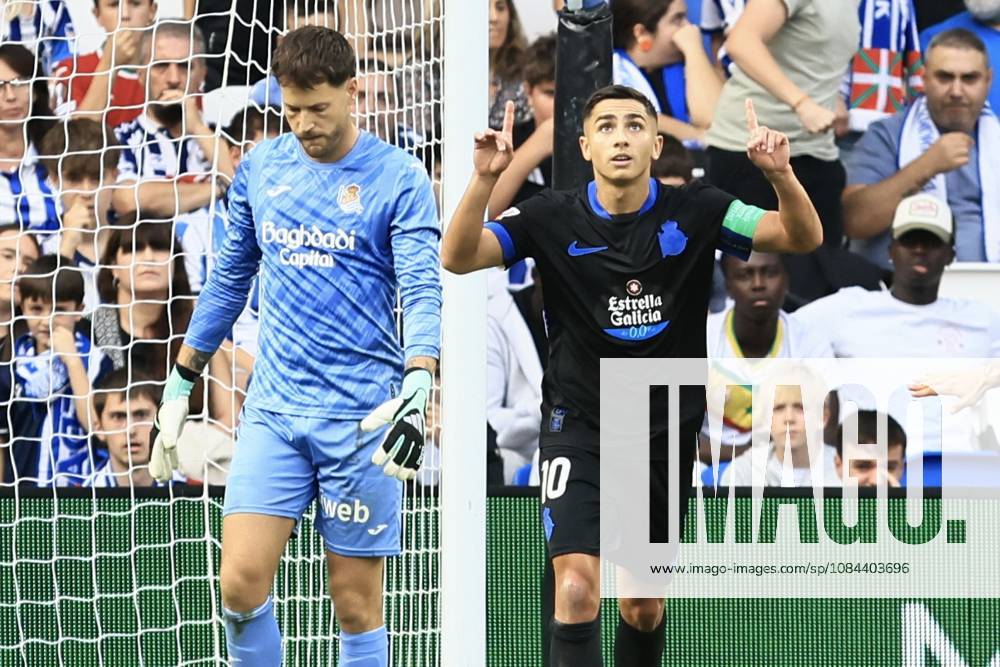 ESP LaLiga EA Sports Real Sociedad RC Deportivo La Coruna Yeremay Hernández of RC Deportivo scores a goal and celebrates during a LaLiga EA Sports match between Real Sociedad and RC Deportivo played at Anoeta Stadium in Gipuzkoa on October 11, 2026, in Spain. Spanish Soccer