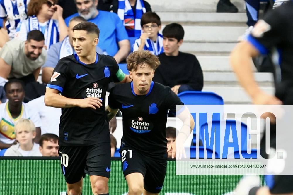 ESP LaLiga EA Sports Real Sociedad RC Deportivo La Coruna Yeremay Hernández of RC Deportivo scores a goal and celebrates during a LaLiga EA Sports match between Real Sociedad and RC Deportivo played at Anoeta Stadium in Gipuzkoa on October 11, 2026, in Spain. Spanish Soccer