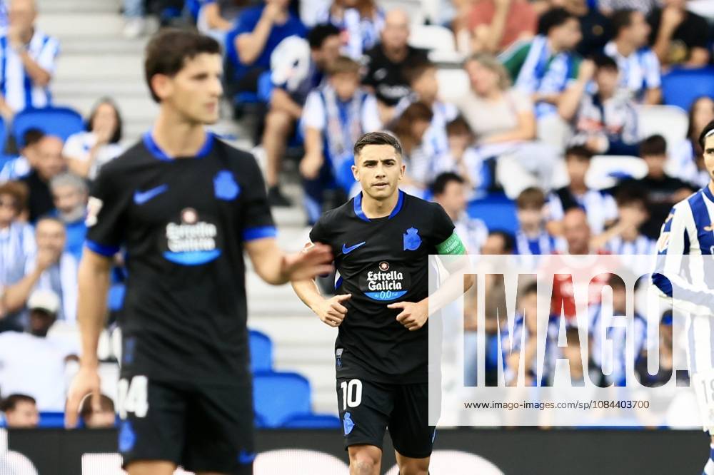 ESP LaLiga EA Sports Real Sociedad RC Deportivo La Coruna Yeremay Hernández of RC Deportivo scores a goal and celebrates during a LaLiga EA Sports match between Real Sociedad and RC Deportivo played at Anoeta Stadium in Gipuzkoa on October 11, 2026, in Spain. Spanish Soccer