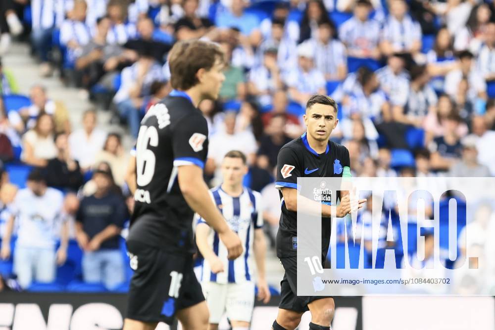 ESP LaLiga EA Sports Real Sociedad RC Deportivo La Coruna Yeremay Hernández of RC Deportivo scores a goal and celebrates during a LaLiga EA Sports match between Real Sociedad and RC Deportivo played at Anoeta Stadium in Gipuzkoa on October 11, 2026, in Spain. Spanish Soccer