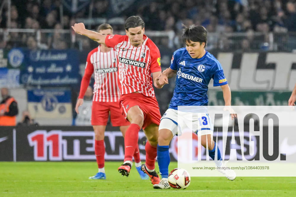 Igor Matanovic, SC Freiburg, 31; Satoshi Tanaka, FC Schalke 04, 13, in the match GER, SC Freiburg vs. Schalke 04, soccer, Bundesliga, Matchday 5, 2026–2027 season, October 11, 2026 DFL and DFB regulations prohibit any use of photographs as image sequences and or quasi-video GER, SC Freiburg vs. Schalke 04, soccer, Bundesliga, Matchday 5, 2026–2027 season, October 11, 2026, Freiburg