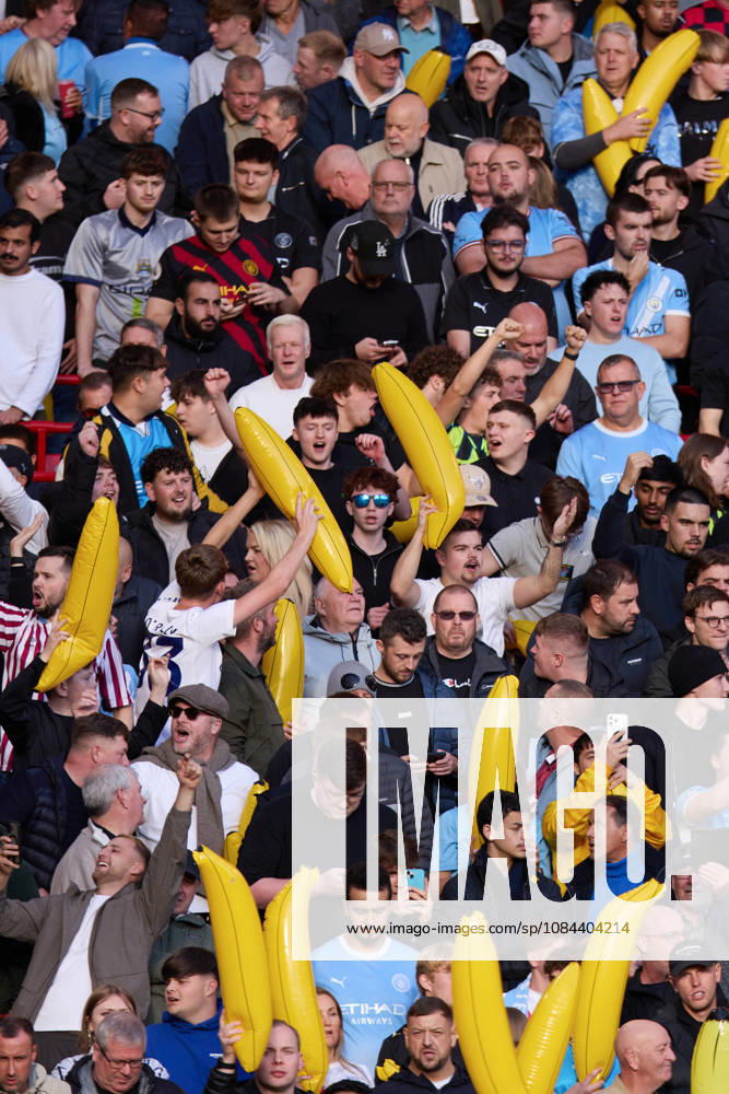 Fans of Manchester City cheer in the stands during the Premier League 2026 27 football match between Liverpool FC and Manchester City at Anfield on October 11, 2026 in Liverpool, England. (Photo by Koby Abbott Sports Press Photo)