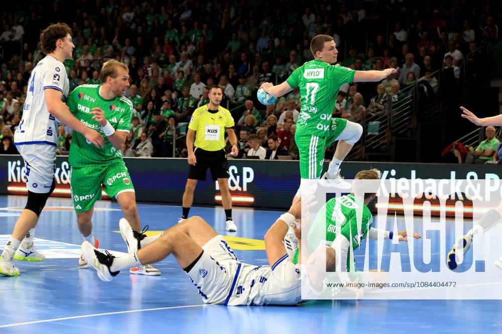 GER Germany, Handball, 1st Bundesliga, August 27, 2026, 2026–2027 season, Berlin, Fuechse Berlin vs. TBV Lemgo Lippe; Nils Lichtlein (Fuechse Berlin) 17, Mathias Gidsel (Fuechse Berlin) 19, Christian O’Sullivan (Lemgo) 9; nordphoto GmbH; Engler Berlin; Max Schmeling Halle, Berlin, Germany