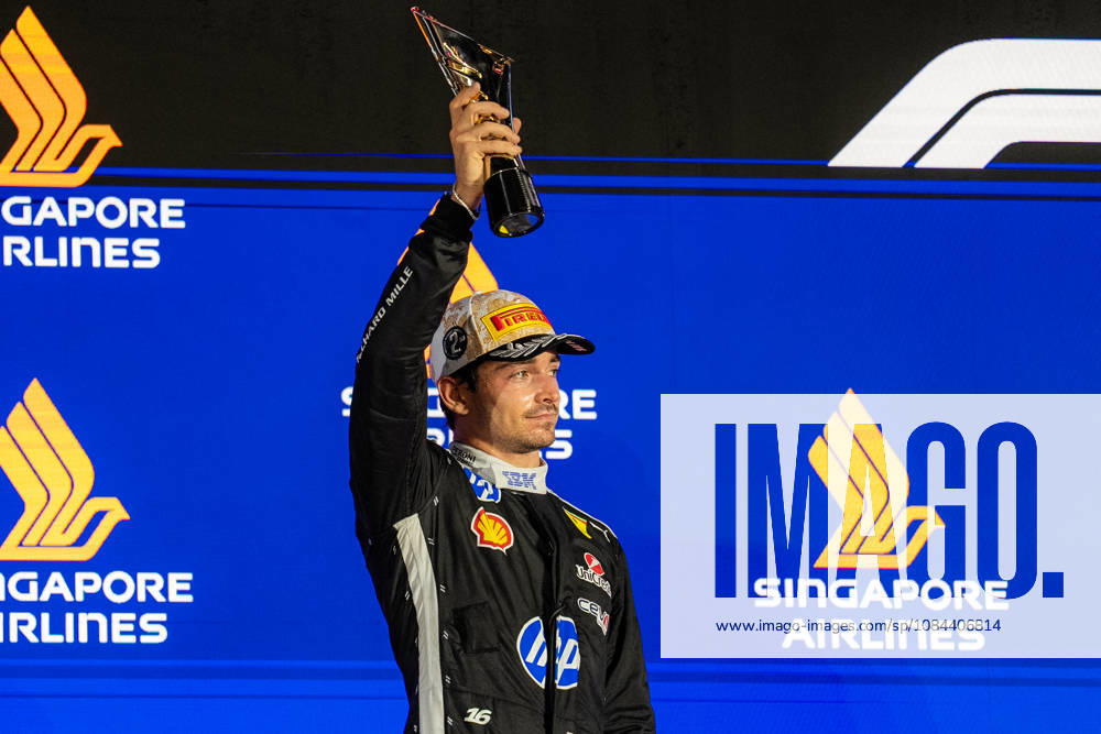 2026 Formula 1 Singapore Grand Prix - Podium CHARLES LECLERC 16 (MON) of Scuderia Ferrari HP (Ferrari SF-26) on Sunday Race Day during the Formula 1 Singapore Airlines Singapore Grand Prix 2026 at Marina Bay Street Circuit, Singapore, on October 11, 2026. Photo by Antoine Lapeyre Reveries Agency via ABACAPRESS.COM Singapore Singapore