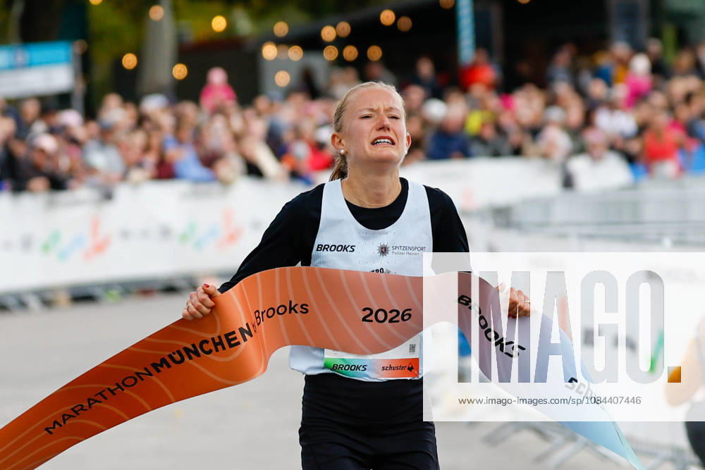 2026 Munich Marathon, Munich, October 11, 2026 Nina REUTER GER Frankfurt Athletics crosses the finish line first in 02:32:01 and defends her title at the marathon as part of the MARATHON MÜNCHEN by Brooks 2026 Munich