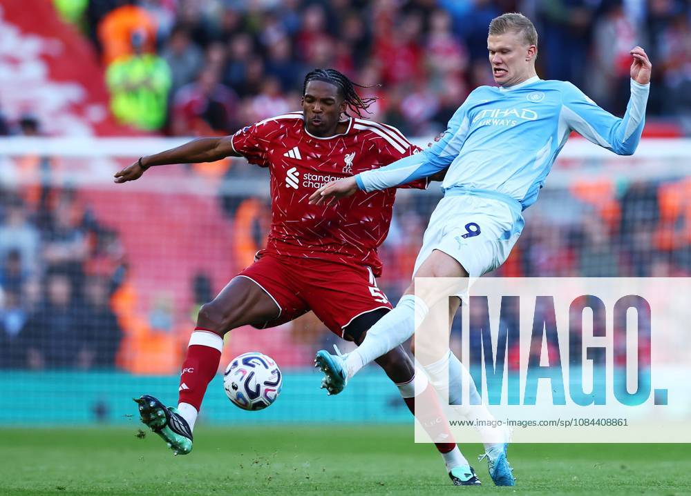 Erling Haaland of Manchester City and Jeremy Jacquet of Liverpool Liverpool v Manchester City, Premier League, Football, Anfield, Liverpool, UK - 11 Oct 2026Liverpool Anfield United Kingdom