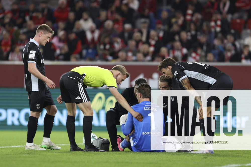 SC Verl goalkeeper Timo Schlieck lies injured on the ground during the 3. Liga match between Fortuna Düsseldorf and SC Verl at the Merkur Spiel Arena on October 11, 2026, in Düsseldorf, Germany. Photo by Oliver Kaelke, DeFodi Images. Goalkeeper Timo Schlieck of SC Verl lies injured on the ground during the 3. Liga match between Fortuna Düsseldorf and SC Verl at Merkur Spiel Arena on October 11, 2026 in Düsseldorf, Germany. Photo by Oliver Kaelke, DeFodi Images. DFB and DFL regulations prohibit any use of photographs as image sequences and or quasi-video. Photo by Oliver Kaelke, DeFodi Images.