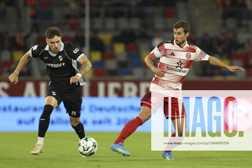 Tim Heike of SC Verl and Tim Oberdorf of Fortuna Düsseldorf battle for the ball during the 3. Liga match between Fortuna Düsseldorf and SC Verl at Merkur Spiel Arena on October 11, 2026, in Düsseldorf, Germany. Photo by Oliver Kaelke, DeFodi Images. Tim Heike of SC Verl and Tim Oberdorf of Fortuna Düsseldorf battle for the ball during the 3. Liga match between Fortuna Düsseldorf and SC Verl at Merkur Spiel Arena on October 11, 2026 in Düsseldorf, Germany. Photo by Oliver Kaelke, DeFodi Images. DFB and DFL regulations prohibit any use of photographs as image sequences and or quasi-video. Photo by Oliver Kaelke, DeFodi Images.