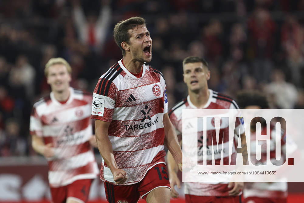Tim Oberdorf of Fortuna Düsseldorf celebrates his goal, which made the score 1–0, during the 3. Liga match between Fortuna Düsseldorf and SC Verl at the Merkur Spiel Arena on October 11, 2026, in Düsseldorf, Germany. Photo by Oliver Kaelke, DeFodi Images. Tim Oberdorf of Fortuna Düsseldorf celebrates after scoring his team’s first goal during the 3. Liga match between Fortuna Düsseldorf and SC Verl at Merkur Spiel Arena on October 11, 2026 in Düsseldorf, Germany. Photo by Oliver Kaelke, DeFodi Images. DFB and DFL regulations prohibit any use of photographs as image sequences and or quasi-video. Photo by Oliver Kaelke, DeFodi Images.