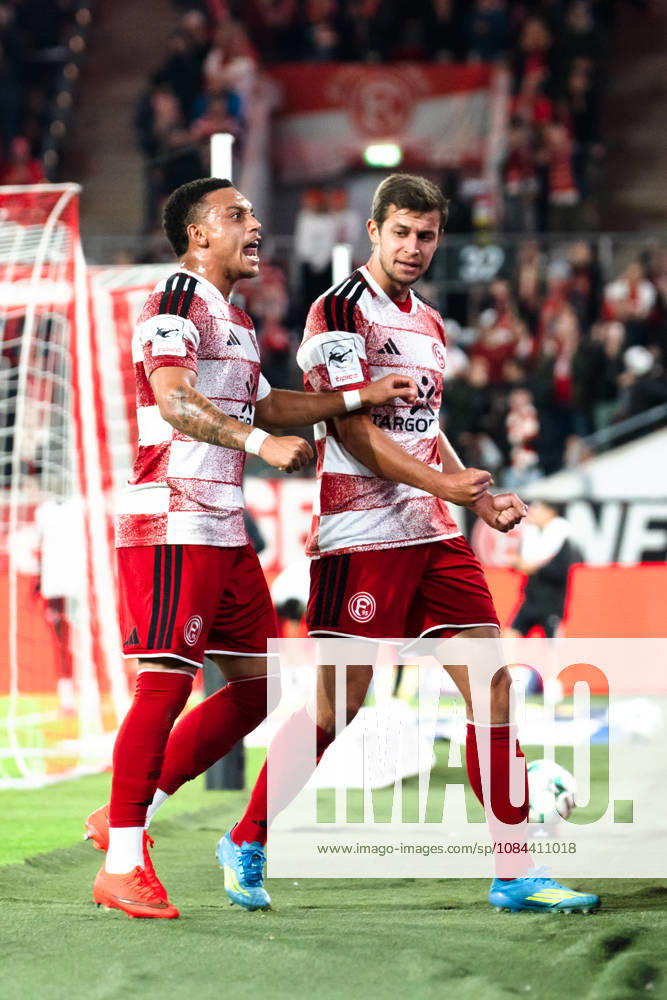 Germany 3rd Division 2026–2027 Fortuna Düsseldorf vs. SC Verl Matchday 8, October 12, 2026, Merkur Spiel Arena, North Rhine-Westphalia. Goal to make it 1–0 by Tim Oberdorf (Fortuna Düsseldorf), 15 Cheers, joy, emotions, goal celebration—Steven van der Sloot, Fortuna Düsseldorf, 2