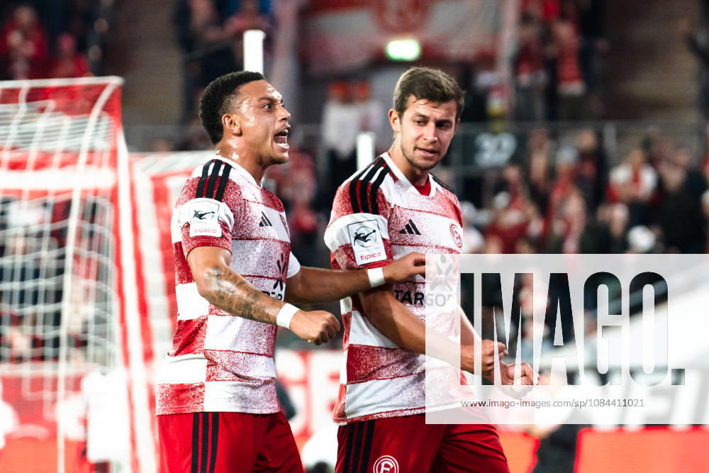 Germany 3rd Division 2026–2027 Fortuna Düsseldorf vs. SC Verl Matchday 8, October 12, 2026, Merkur Spiel Arena, North Rhine-Westphalia. Goal to make it 1–0 by Tim Oberdorf (Fortuna Düsseldorf), 15 Cheers, joy, emotions, goal celebration—Steven van der Sloot, Fortuna Düsseldorf, 2