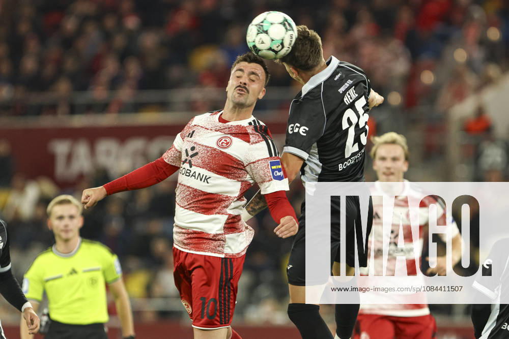 Philipp Foerster of Fortuna Düsseldorf and Tim Heike of SC Verl battle for the ball during the 3. Liga match between Fortuna Düsseldorf and SC Verl at the Merkur Spiel Arena on October 11, 2026, in Düsseldorf, Germany. Photo by Oliver Kaelke, DeFodi Images. Philipp Foerster of Fortuna Düsseldorf and Tim Heike of SC Verl battle for the ball during the 3. Liga match between Fortuna Düsseldorf and SC Verl at Merkur Spiel Arena on October 11, 2026 in Düsseldorf, Germany. Photo by Oliver Kaelke, DeFodi Images. DFB and DFL regulations prohibit any use of photographs as image sequences and or quasi-video. Photo by Oliver Kaelke, DeFodi Images.