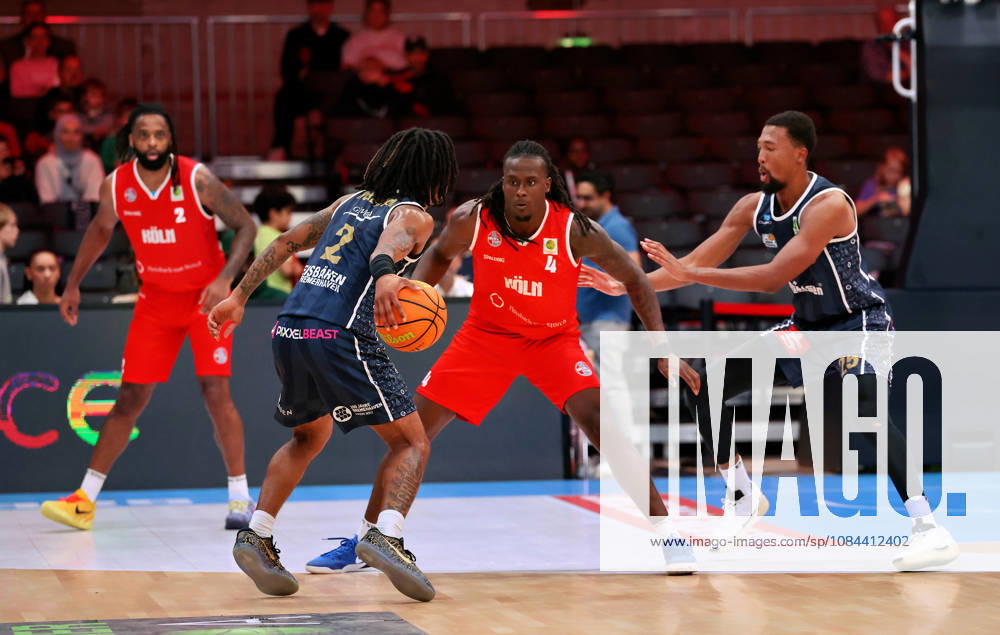 From left: Corey McKeithan, Eisbären Bremerhaven 02; James Patterson III, RheinStars Cologne 04; Jeremiah Oden, Eisbären Bremerhaven 25; in the background, Kristopher Monroe, RheinStars Cologne 02 GER; RheinStars Cologne vs. Eisbären Bremerhaven, Basketball, ProA, Matchday 4, 2026–2027 season, October 11, 2026 GER, RheinStars Cologne vs. Eisbären Bremerhaven, Basketball, ProA, Matchday 4, 2026–2027 season, October 11, 2026 RheinStars Cologne