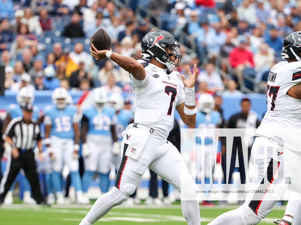 Oct 11, 2026; Nashville, TN, USA; Houston Texans quarterback C.J. Stroud (7) passes the ball during the NFL, American Football Herren, USA regular season game between the Houston Texans and Tennessee Titans at Nissan Stadium. Mandatory Credit: -Cal Media NFL 2026: Texans Vs Titans OCT 11 - ZUMAc04_ 20261011_zma_c04_050