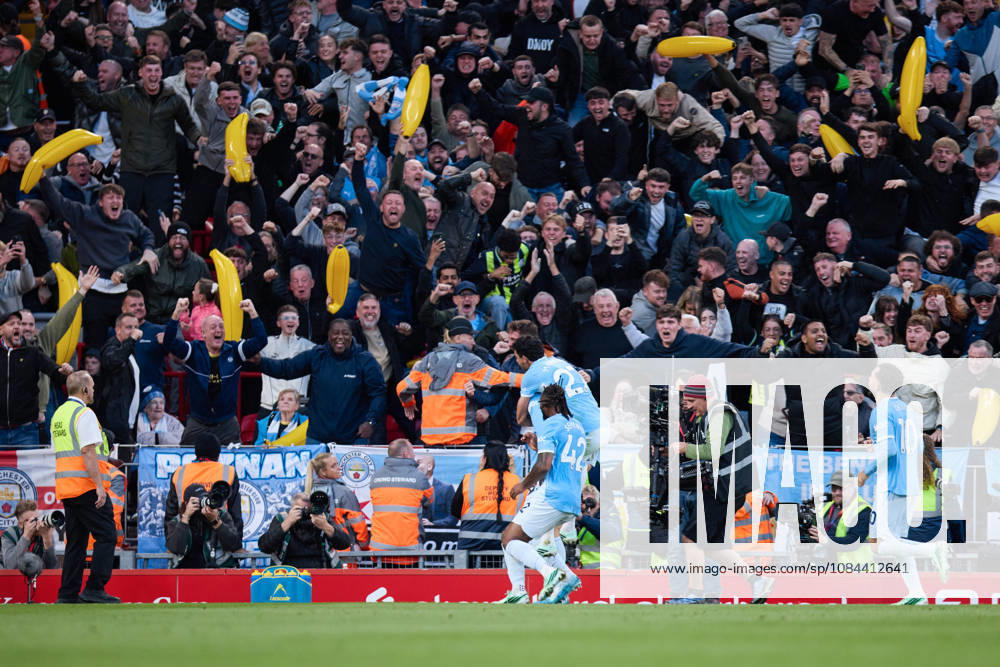Erling Haaland of Manchester City celebrates after scoring the team s first goal with teammates during the Premier League 2026 27 football match between Liverpool FC and Manchester City at Anfield on October 11, 2026 in Liverpool, England. (Photo by Koby Abbott Sports Press Photo)