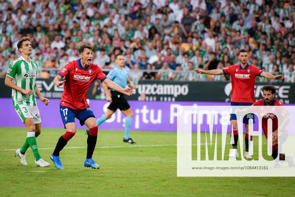 ESP LaLiga EA Sports Real Betis vs. CA Osasuna: Ante Budimir of Osasuna scores a goal during the LaLiga EA Sports match between Real Betis and CA Osasuna played at Benito Villamarin Stadium in Seville on October 11, 2026, in Spain. Spanish Soccer