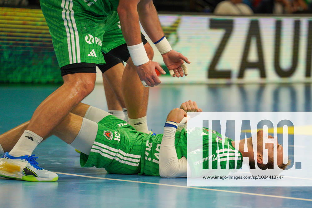 Pictured: Mathias Gidsel, Fuechse Berlin, 19, goal, score, celebration, goal celebration, joy, excitement, celebrating, cheering, October 11, 2026, Fuechse Berlin vs. TVB Lemgo Lippe, HBL, Handball Bundesliga, 2026–27 season, Max Schmeling Halle