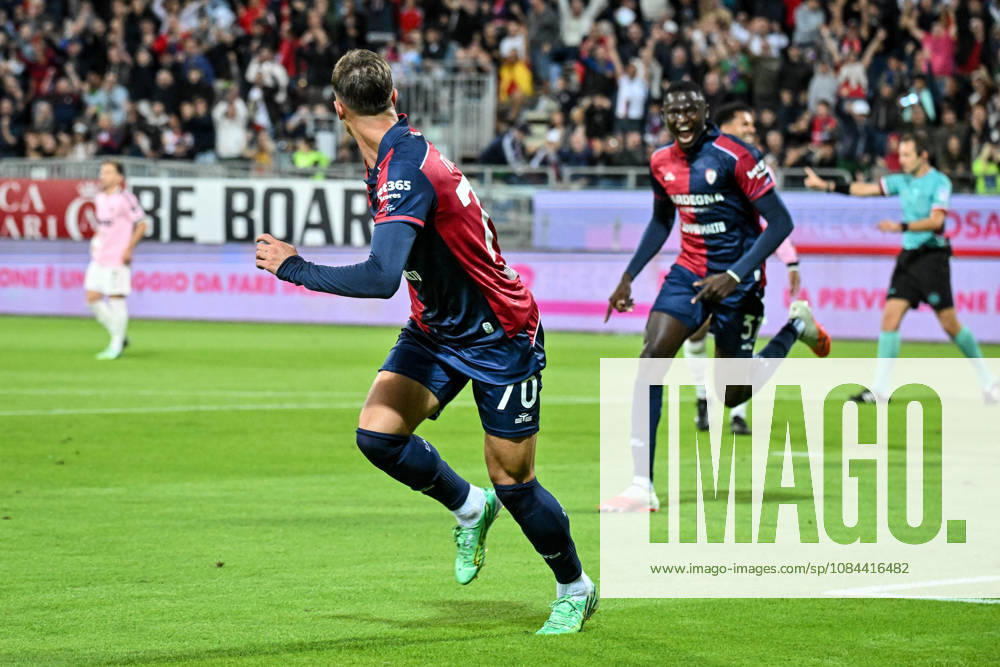 IPA89566277 - Daniel Maldini of Cagliari Calcio, Exultation, Joy, Celebration After Scoring a Goal, During the Cagliari Calcio vs. Juventus FC Italian Serie A Soccer Match in Cagliari, Italy