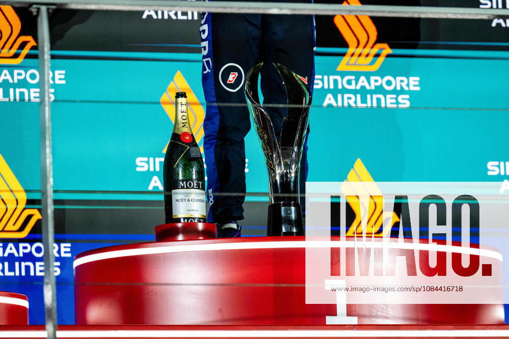 F1 - SINGAPORE GRAND PRIX 2026 Moet Chandon podium during the 2026 Formula 1 Singapore Grand Prix, 17th round of the 2026 Formula One World Championship, WM, Weltmeisterschaft from October 9 to 11, 2026 on the Marina Bay Street Circuit, in Singapore, Singapore - SingaporeSingapore