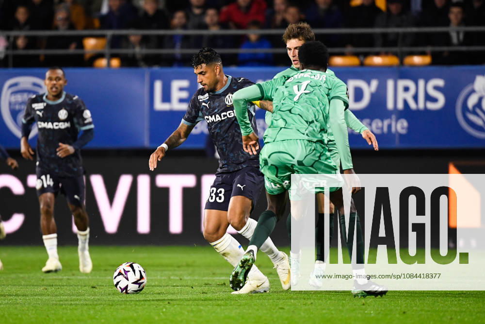 ESTAC Troyes v Olympique de Marseille - Ligue 1 McDonald s 2026 2027 Emerson PALMIERI of Olympique de Marseille and Michel Junior DIAZ of Troyes during Ligue 1 McDonald s match between Troyes and Marseille at Stade de l Aube on October 11, 2026 in Troyes, France. Troyes France