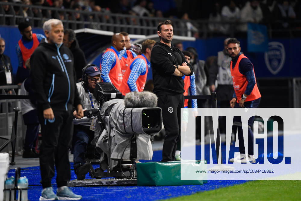 ESTAC Troyes v Olympique de Marseille - Ligue 1 McDonald s 2026 2027 Bruno GENESIO Head Coach of Marseille and Stephane DUMONT of Troyes during Ligue 1 McDonald s match between Troyes and Marseille at Stade de l Aube on October 11, 2026 in Troyes, France. Troyes France