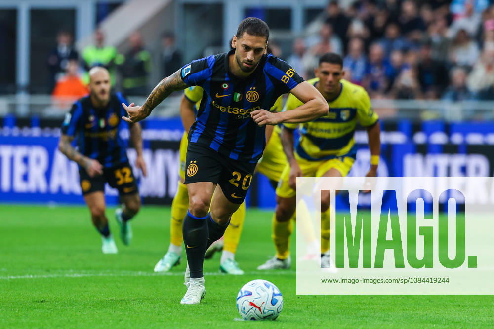 Hakan Calhanoglu of FC Internazionale scores a penalty during Serie A Enilive 2026 27 football match between FC Internazionale and Parma Calcio 1913. Italy