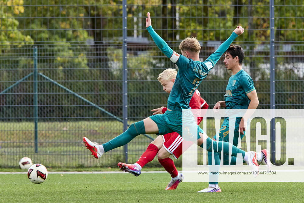B-Junior Bundesliga DFB Youth League, FC Bayern Munich U17 vs. FC Augsburg U17, Munich FC Bayern, Munich FC Bayern U17, Augsburg FC, Augsburg FC U17, October 11, 2026, at FC Bayern Campus in Munich LUDWIG Linus, FC Bayern Munich U17, left winger, No. 7, FCB7, HUBER Fynn, FC Augsburg U17, center back No. 2, FCA2; AYARI Rami, FC Augsburg U17, left back No. 24, FCA24; Sportworld, Munich, FC Bayern Campus, Bayern, Germany