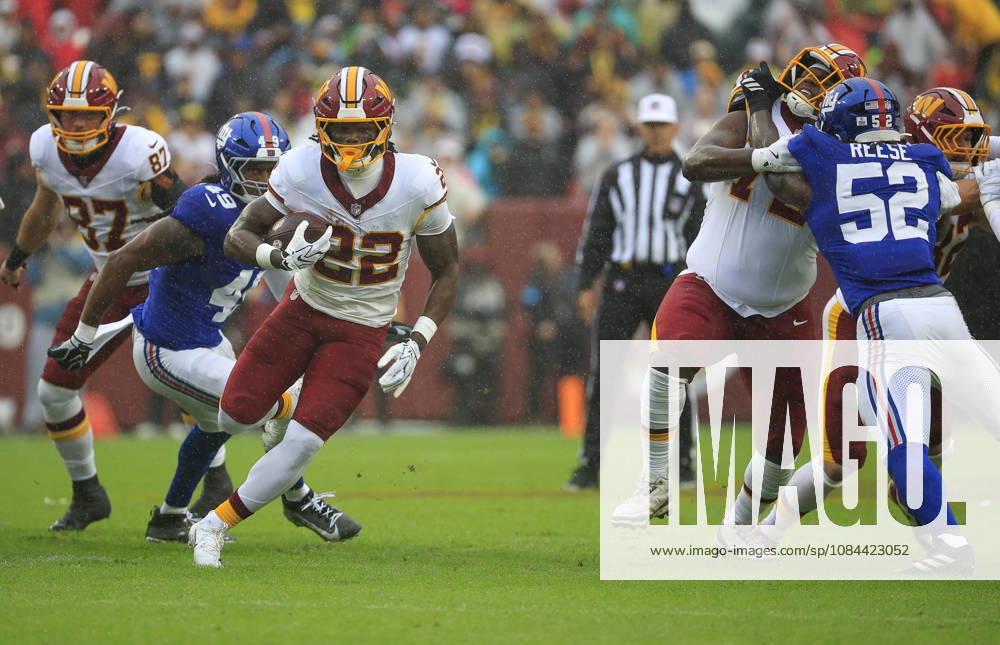 Washington Commanders RB 22 Jacory Croskey-Merritt runs for a touchdown during the Washington Commanders game against the New York Giants at Northwest Stadium in Landover, MD. CSM Landover United States of America - ZUMAc04_ 20261011_zma_c04_065