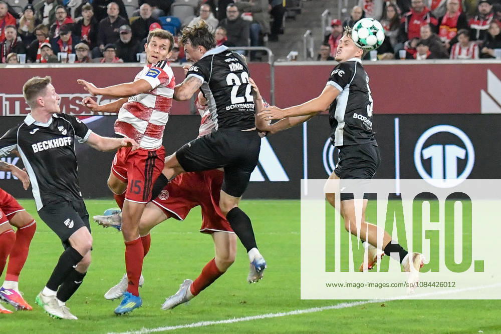 Tim Oberdorf of Düsseldorf scores the goal to make it 1–0 on 11 10 2026 ¢ Soccer ¢ Fortuna Düsseldorf vs. SC Verl, Merkur Spiel Arena, Düsseldorf, DFB and DFL regulations prohibit any use of photographs as image sequences and or quasi-video. NRW, Germany