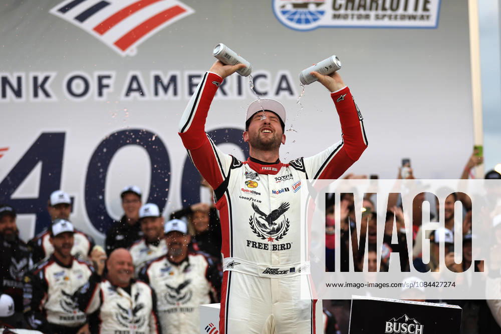 CHARLOTTE, NC - OCTOBER 11: Chase Briscoe ( 19 Joe Gibbs Racing Freebird Spring Water Toyota) celebrates after winning the NASCAR, Motorsport, USA Cup Series Playoffs Bank of America 400 race on October 11, 2026 at Charlotte Motor Speedway in Charlotte, NC. (Photo by Jeff Robinson Icon Sportswire) AUTO: OCT 11 NASCAR Cup Series Playoffs Bank of America 400 Icon2610111649400