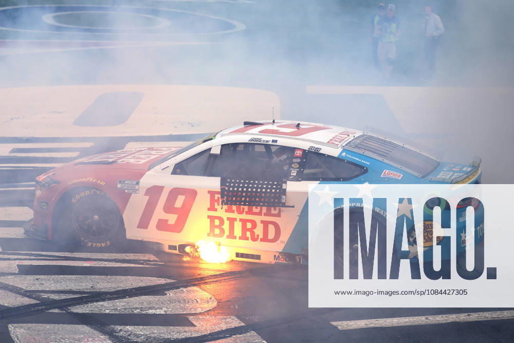 CHARLOTTE, NC - OCTOBER 11: Chase Briscoe ( 19 Joe Gibbs Racing Freebird Spring Water Toyota) celebrates after winning the NASCAR, Motorsport, USA Cup Series Playoffs Bank of America 400 race on October 11, 2026 at Charlotte Motor Speedway in Charlotte, NC. (Photo by Jeff Robinson Icon Sportswire) AUTO: OCT 11 NASCAR Cup Series Playoffs Bank of America 400 Icon261011497400