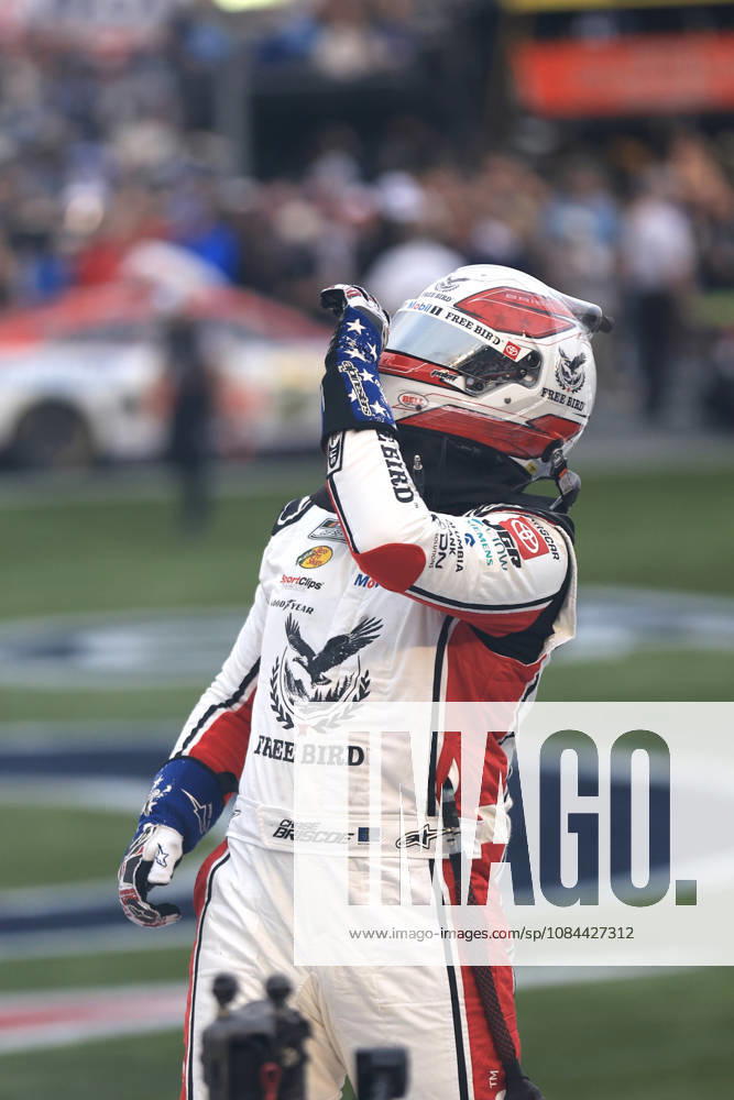 CHARLOTTE, NC - OCTOBER 11: Chase Briscoe ( 19 Joe Gibbs Racing Freebird Spring Water Toyota) celebrates after winning the NASCAR, Motorsport, USA Cup Series Playoffs Bank of America 400 race on October 11, 2026 at Charlotte Motor Speedway in Charlotte, NC. (Photo by Jeff Robinson Icon Sportswire) AUTO: OCT 11 NASCAR Cup Series Playoffs Bank of America 400 Icon261011804400