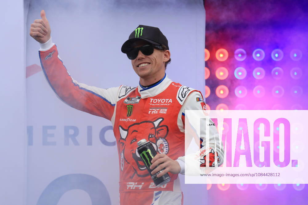 CHARLOTTE, NC - OCTOBER 11: Riley Herbst ( 35 23XI Racing The Laughing Cow Toyota) waves to the crowd during driver introduction prior to the running of the NASCAR, Motorsport, USA Cup Series Playoffs Bank of America 400 race on October 11, 2026 at Charlotte Motor Speedway in Charlotte, NC. (Photo by Jeff Robinson Icon Sportswire) AUTO: OCT 11 NASCAR Cup Series Playoffs Bank of America 400 Icon26101110919400